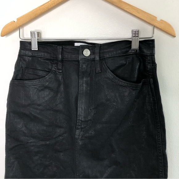 Frame Black Slit-Front Coated Midi Skirt 25 - Picture 11 of 13